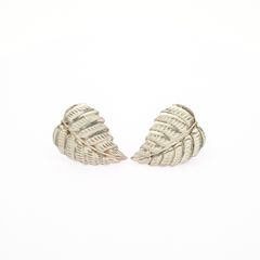 Vintage 925 Sterling Silver Leaf Stud Earrings