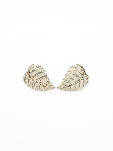Vintage 925 Sterling Silver Leaf Stud Earrings