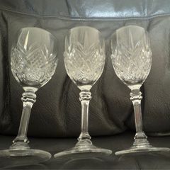 Beautiful set of 3 Crystal D'Arques  Fontenay Cut Sherry Glasses