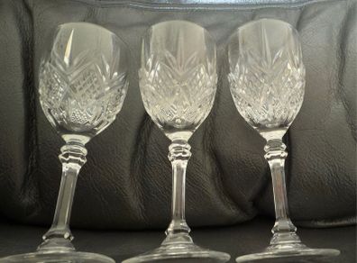 Beautiful set of 3 Crystal D'Arques  Fontenay Cut Sherry Glasses