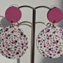 Matte Pink Round Stud Pink Blossom Polymer Clay Earrings Image 3