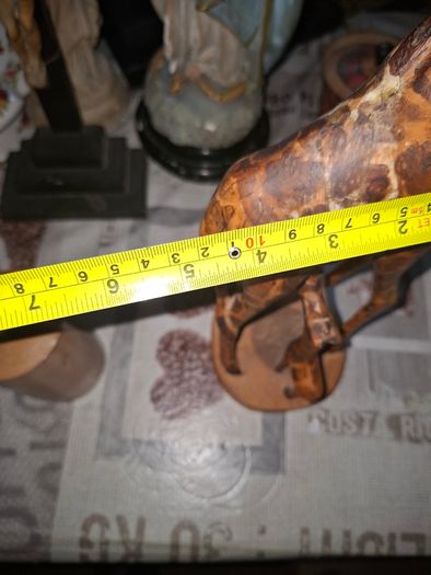 Very Large Vintage Hand Carved Wooden Mother & Baby Giraffe African Folk Art Sculpture and another Giraffe, 3 in total