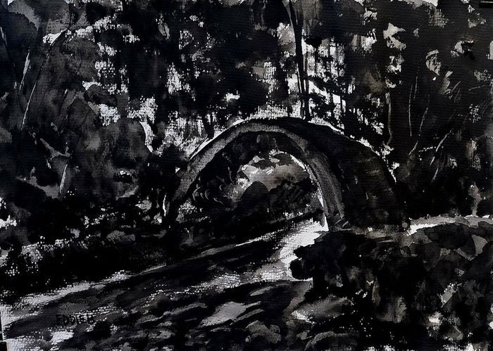 Killarney in black and white watercolour