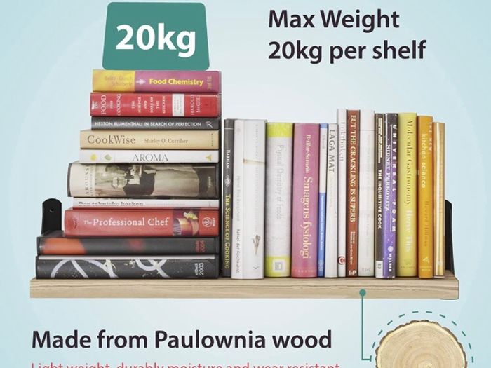 Versatile Floating Shelves Set of 4 Multi-Length Wooden Shelves for Wall with Floating Shelf Brackets