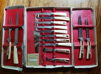 Vintage Sheffield Cutlery Set Steak, Carving Knives Original Box