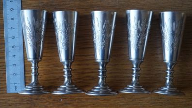 5 silver shot glasses