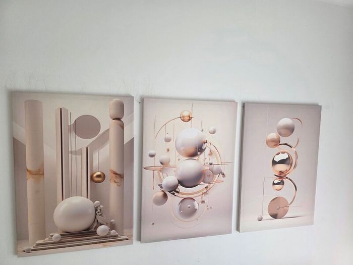 3 framed printed canvas 45x65cm