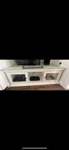 Cream Tv Unit with Glass Top