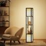 Floor Lamp with Shelves, Dual Light, Modern Tall Standing Lamps for Living Room, Bedroom, with Pull Chain Switch, Bulb not Included, Black Image 2