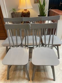 5 x Grey Sturdy Wooden Kitchen Dining Chairs - Can Deliver