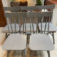 5 x Grey Sturdy Wooden Kitchen Dining Chairs - Can Deliver