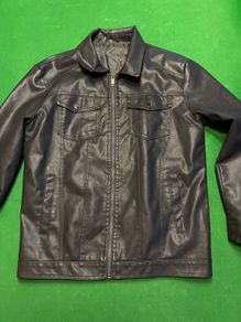 Faux men's biker metal leather jacket (brand new)