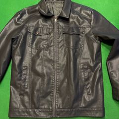 Faux men's biker metal leather jacket (brand new)