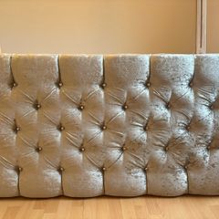 Crushed velvet headboard in grey