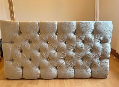 Crushed velvet headboard in grey