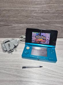 Nintendo 3DS Aqua Blue Console With Charger 32 GB SD Card - 36 Digital Games