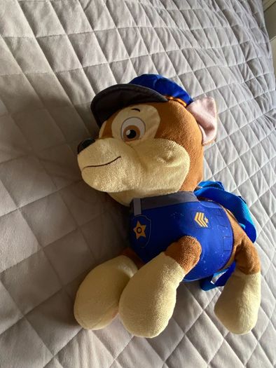 Paw patrol chase backpack soft toy with extra pup