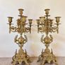 Pair of French Brass Candlelabras Image 2