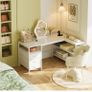 120cm Corner Desk with Drawers, Reversible L shaped Computer Desk with Power Outlet Image 2