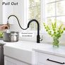Pull Out Kitchen Sink Mixer Tap Mono Matte Black and Brushed Gold Kitchen Faucet with Pull Down Spray, Modern Single Lever Swivel Bar Taps 1 Hole with 3 Mode Spray Head Image 7