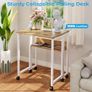 Small Folding Desk with Storage Shelf,80 cm Computer Rolling Desk on Wheels Easy Assembly,Foldable desk for Small Space,Oak Image 5