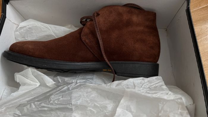 Brand New with Box Hand-made Italian Suede Leather Men Ankle Boots in Chocolate Brown Size 8