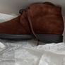 Brand New with Box Hand-made Italian Suede Leather Men Ankle Boots in Chocolate Brown Size 8 Image 3