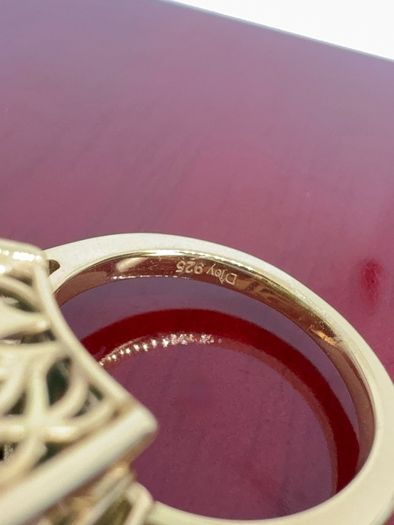 Gold plated Verde Onyx & White Zircon Ring 14K Gold Plated