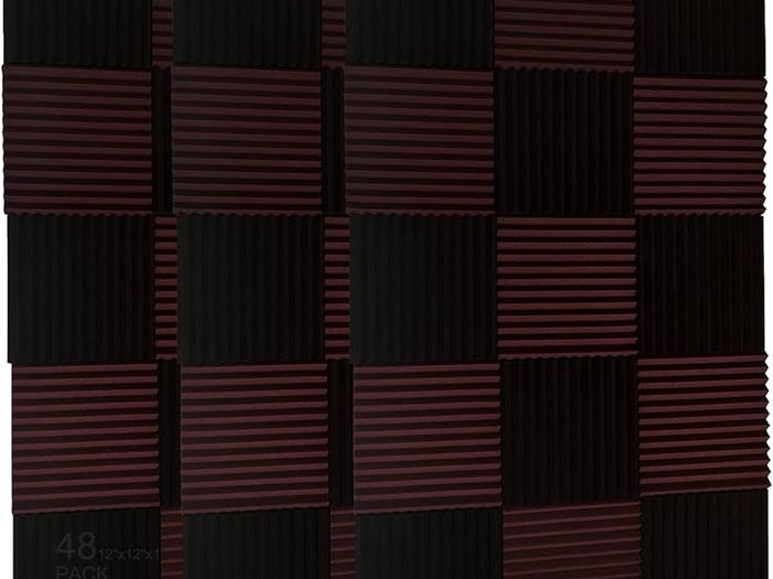 FREE EXPRESS SHIPPING  Pack Black/burgundy12 X 12"X1" Acoustic Panels Studio Soundproofing Foam Wedge Tiles