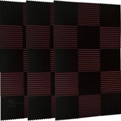 FREE EXPRESS SHIPPING  Pack Black/burgundy12 X 12"X1" Acoustic Panels Studio Soundproofing Foam Wedge Tiles