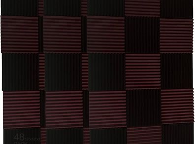 FREE EXPRESS SHIPPING  Pack Black/burgundy12 X 12"X1" Acoustic Panels Studio Soundproofing Foam Wedge Tiles