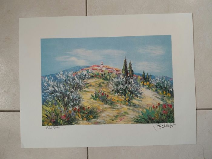 Limited edition lithograph Chemin de village by Marcel Belvisi 226/390