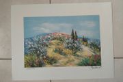 Limited edition lithograph Chemin de village by Marcel Belvisi 226/390