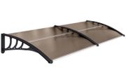75 x 195 cm Curved Door Window Awning Canopy, Polycarbonate Cover for Front Door and Outdoor Patio, UV Rain Snow Protection Shelter, Brown