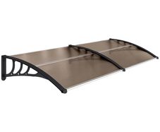 75 x 195 cm Curved Door Window Awning Canopy, Polycarbonate Cover for Front Door and Outdoor Patio, UV Rain Snow Protection Shelter, Brown