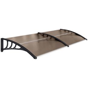 75 x 195 cm Curved Door Window Awning Canopy, Polycarbonate Cover for Front Door and Outdoor Patio, UV Rain Snow Protection Shelter, Brown