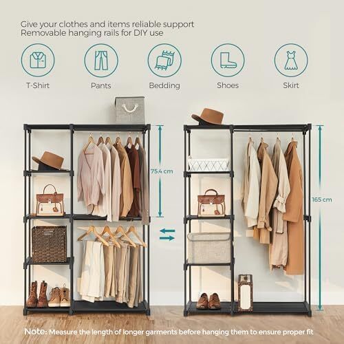 Freestanding Wardrobe, Foldable Closet, Coat Rack with Clothes Rails