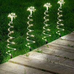 4-Pack Stake Christmas Lights Outdoor | Spiral Tree Lights 200 Warm White LEDs | Battery Powered Christmas Lights | Outdoor Christmas Decorations | Outdoor Christmas Lights (FREE POSTAGE)