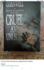 Cruel and Unusual Patricia Cornwell 1st Edition Signed Hardback with Dust Cover