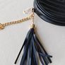 Made in Italy Black Quilted Round Crossbody Bag Gold Chain Image 3