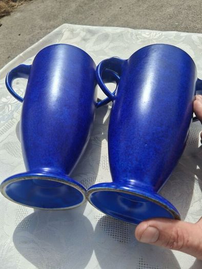 2 X George Clews Art Deco Chamelon ware With Sterling Silver Rims