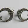 Vintage Sterling Silver 925  Moon and Star Stud Earrings 1,3g Image 2
