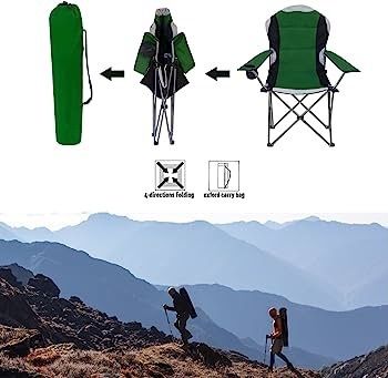 Camping Chair, Padded Camping Chairs for Adults with Armrests and Cup Holder, Heavy Duty Folding Chair Portable for Fishing Beach, Perfect for Caravan Trips, BBQs, Garden, Picnic, Travelling (FREE SHIPPING)
