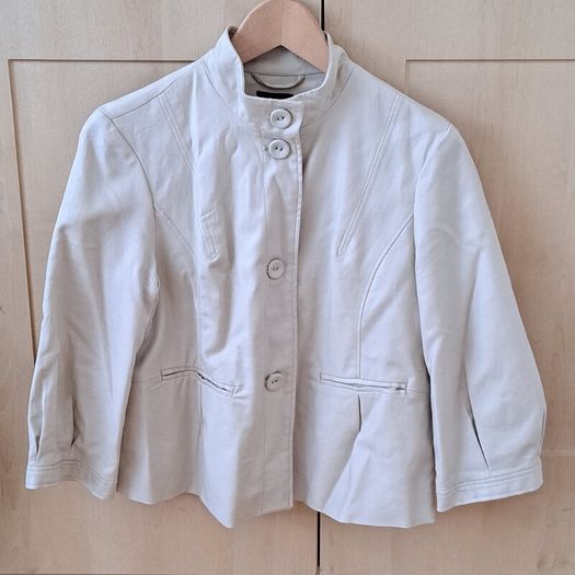 George Cream Stand-Collar Jacket | 3/4 Sleeves (Size 14)
