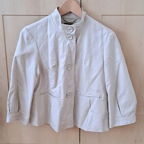 George Cream Stand-Collar Jacket | 3/4 Sleeves (Size 14)