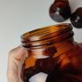 370 - Set of 4 Vintage Collectible Decorative Dark Amber Glass Marmite Jars Image 4