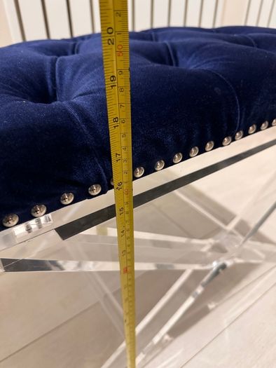 Blue velvet footstool