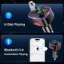 Bluetooth 5.4 FM Transmitter Car Adapter 48W (PD 36W & 12W) [Light Switch] [HiFi Bass Sound] [Fast Charging] Wireless Radio Music Adapter LED Display Hands-Free Calling Support USB Drive Image 5