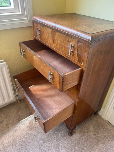 Vintage Art Deco Style Tallboy / 5-Drawer Chest