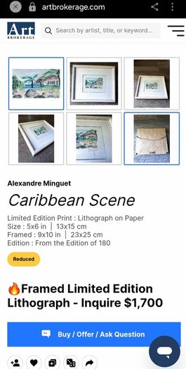 Fantastic Limited-Edition Hand-Signed Lithograph Print of a Caribbean Scene by the Renowned French Artist Alexandre Minguet (1937-1996), #937/1000
